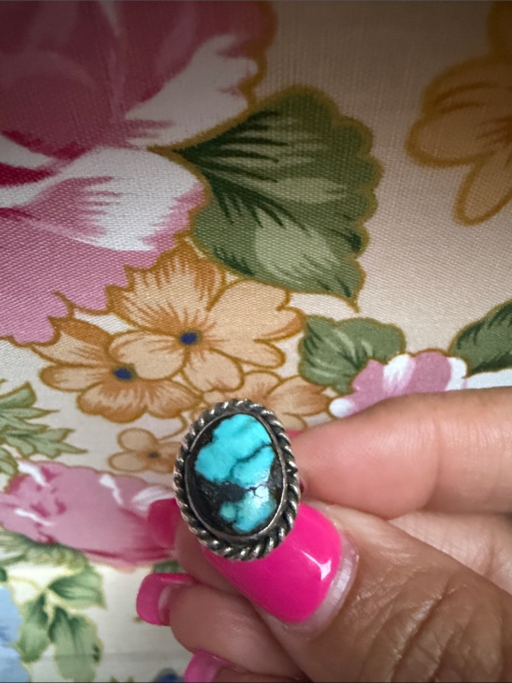 Turquoise Stone Silver-Tone Statement Pinky Ring
